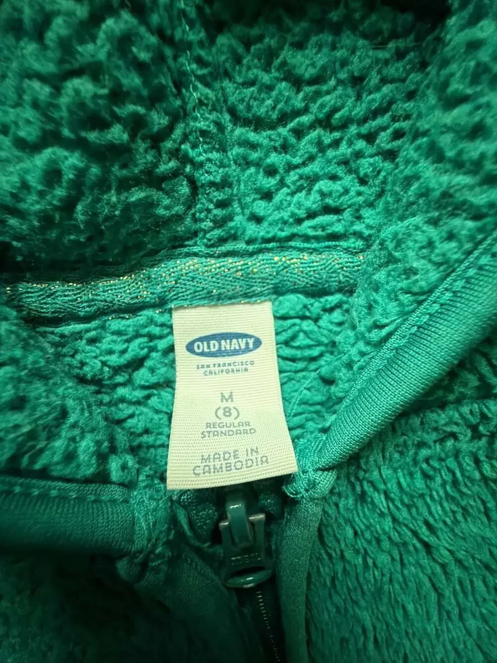 Old Navy Kids Green Sherpa Fleece Full-Zip Hooded Jacket